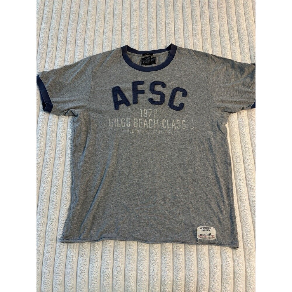 Vintage Y2K Abercrombie and Fitch t Shirt medium gray AFSC varsity number 32